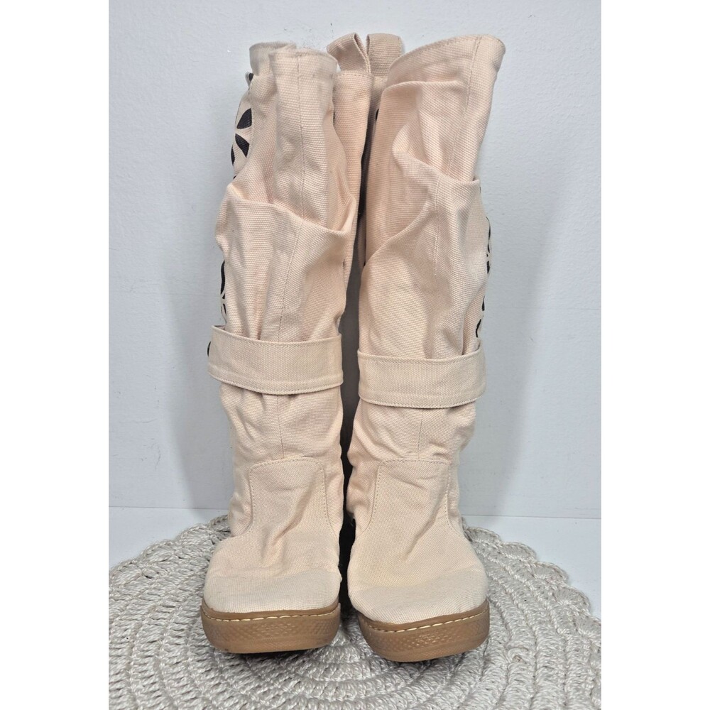 NEW Chintamani Alchemistry Flower of Life Beige Canvas Boot 37/6.5 COACHELLA VEG - Picture 2 of 16